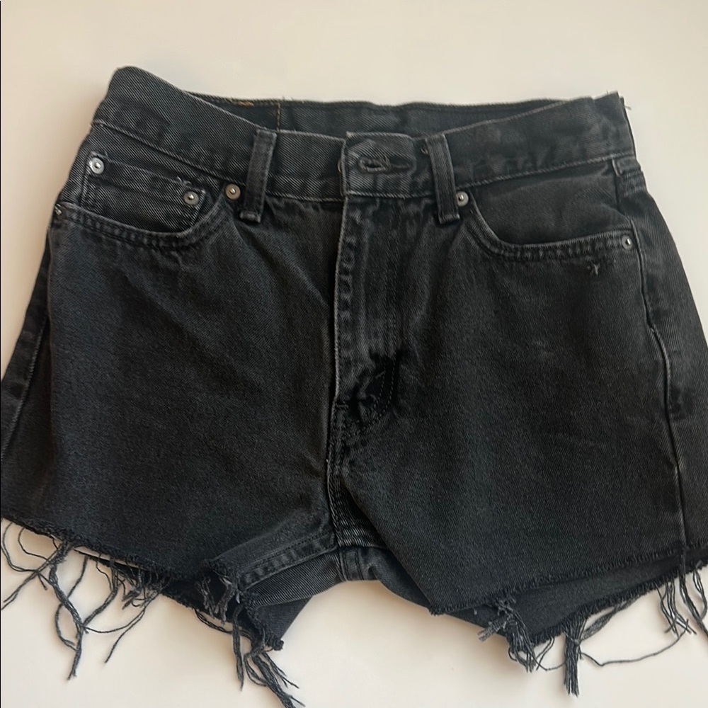Levi's Black Jean Shorts Distressed Frayed Hem